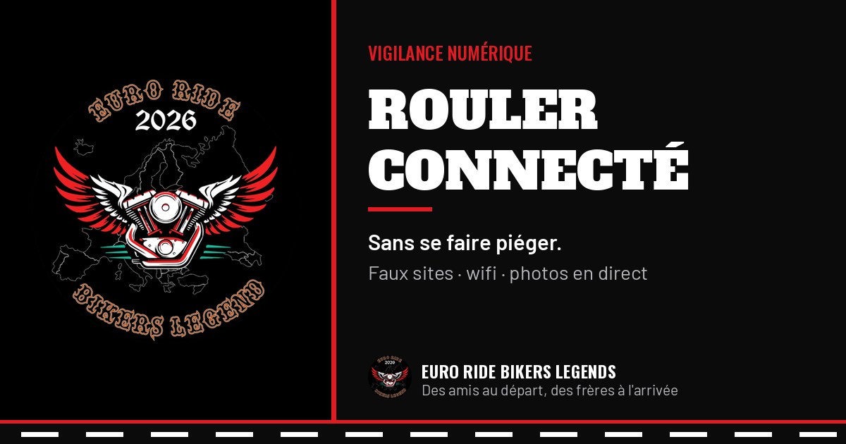 Logo Euro Ride Bikers Legends : vigilance numérique en voyage.